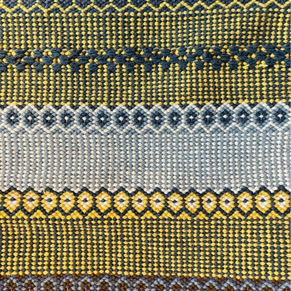 Kilim Issam Striped French Blue/Yellow Honeycomb Rug 2.5 x 3.5 - Picture 2 of 2